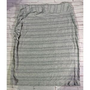 Athleta Women's Midi Long Skirt Runched Pull On / Gray Striped Size M